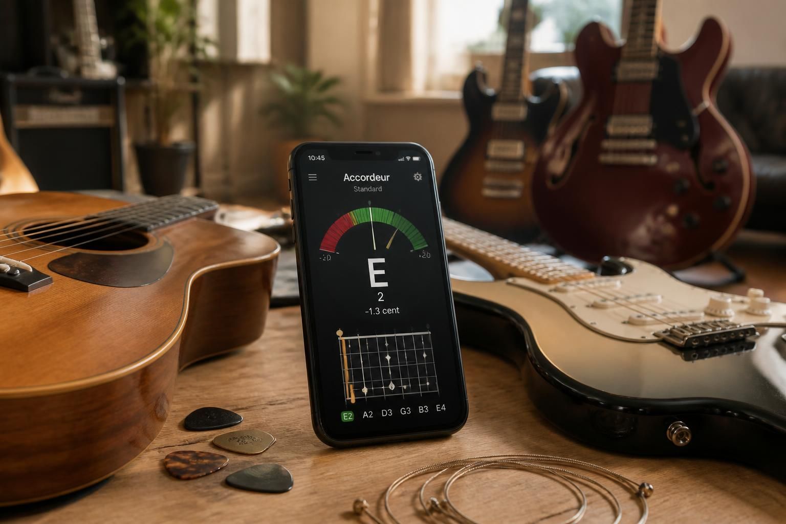 découvrez notre sélection testée des meilleures applications d'accordeur de guitare gratuites pour accorder votre instrument avec précision et facilité.