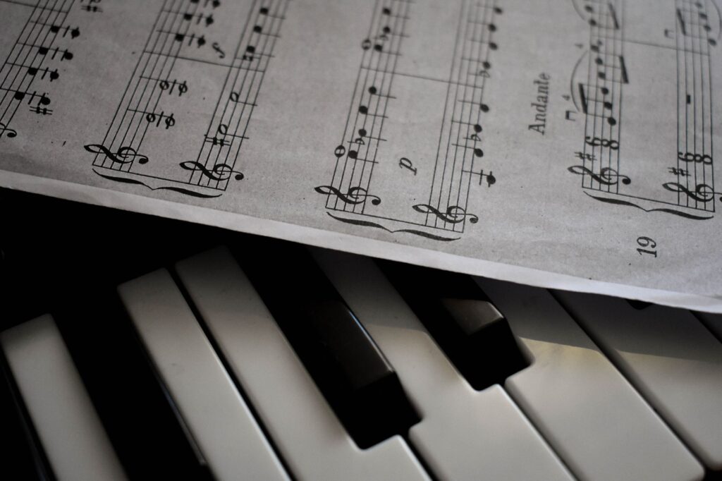 Notes de musique noms, symboles — partitions de musique avec notes